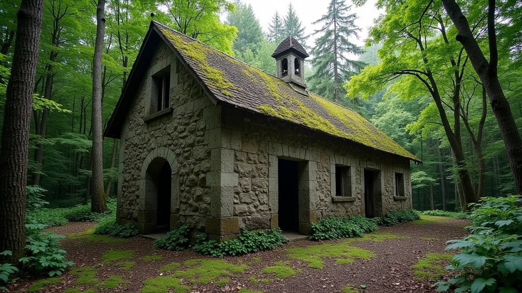 Historický mlýn v lesích Šumavy se starými kamenný zdmi