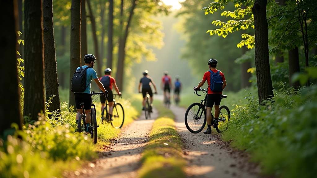 Tým nadšenců pro Šumavu a cyklistiku, skupiny lidí s koly v přírodě